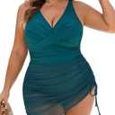 Blooming Jelly Womens Tummy Control Plus Size Swimsuit 2026 Swim Dress One Piece Modest Full Coverage Bathing Suit, 3 XXL