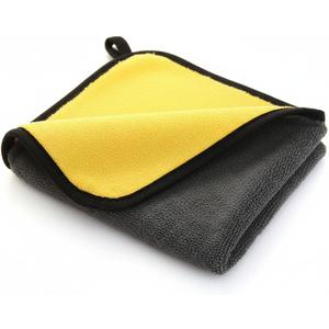 Premium Dual-Sided Microfiber Car Cleaning Towel 15.5" x 11.8" Scratch-Free, Super Absorbent, Lint-Free Cloth for Auto Detailing, Polishing, Drying & Washing Yellow & Gray