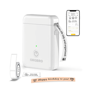 ORGBRO Label Maker Machine with Tape, X1 Portable Bluetooth Mini Label Printer, Support Pre-Cut & Continuous Label, Wireless Small Label Makers with Versatile App for School Home Office Organization