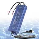 SUCIKORIO 12V 300W Ultra Slim LED Transformer 100-120V AC to 12V DC 25A Quiet Low Volt LED Driver Constant Voltage Driver Adapter, IP67 Waterproof for Indoor & Outdoor