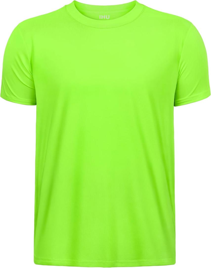 Boys Neon Shirts Dry Fit Athletic T Shirts UPF 50+ Performance Cooling Shirt Short Sleeve Rash Guard Kids Top for Boys Girls (Green)