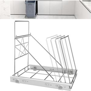 GerRit Extended Sliding Under-sink Bin Holder,Pull-Out Trash Can Holder,Trash Can Shelf Drawer,Adjustable Waste Bin Holder, Under Sink/Kitchen