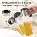 Vucchini Large Olive Oil Dispenser Bottle 17 oz - Auto Flip Condiment Container - Leakproof Vinegar Dispenser Glass Cruet Stainless Steel