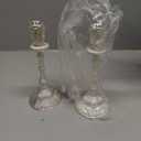 OwnMy Set of 2 Taper Candle Holders Vintage Metal Pillar Candlestick Holders 7.4”, Elegant Brass Candle Stick Holders Decor Candelabra Set for Dining Table Centerpieces Wedding Home Decoration, Silver