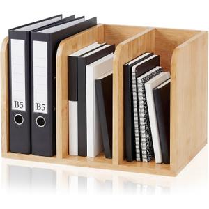 Novabright File Magazine Holder Desk Organizer, Vertical Compartments Workspace Sorters for Magazines, Binders, Notebooks, Envelopes (3 Slots,Classics)