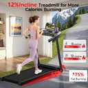 Treadmill with Incline Foldable Treadmills for Home，12% Incline Walking Pad Treadmill with Handle Bar and LED Display，3-in-1 Portable Treadmills, 3.0HP Quiet Brushless