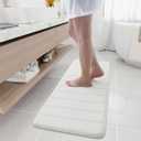 Buganda Memory Foam Bath Mat, 47" x 17", Ultra Soft and Non-Slip Bathroom Rugs, Water Absorbent and Machine Washable Bath Rug Runner for Bathroom, Shower, and Tub, Ivory