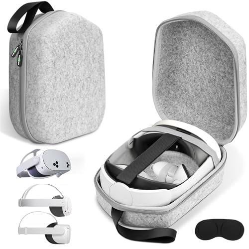 sarlar Hard Carrying Case Compatible with Meta Quest 3S/Quest 3/Oculus Quest 2/Vision Pro Official Original/Elite Strap VR Headset and Controller Accessories, Suitable for Travel and Home Storage