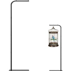 TBTFW 67 Inch High Hanging Bird Cage Stand, Bird Feeder Stand with Base, Suitable for Hanging Various Types of Birdcages(Weight Limit: Within 35 Pounds) (Black without storage rack)