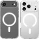 Clear Magnetic Phone Case Compatible for iPhone 17 Pro Max Supports Magnetic Wireless Charging, Slim TPU Bumper + Acrylic Back, Shockproof Transparent Cover