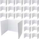 lassroom Privacy Boards for Student Desks Plastic Folders Shields Test Dividers with 40 Pieces Colorful Name Labels for School Study Reduces Distractions 14 x 17.5 x 14 Inch, White (30 Pieces)