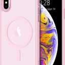 Anuck Case for iPhone Xs Max Case Magnetic Phone Case Compatible with MagSafe, Soft TPU Bumper Hard Translucent Matte Back Slim Fit Shockproof Protective Cover for Men Women Girls - Tender Pink