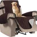 H.VERSAILTEX Reversible Quilted Recliner Covers Recliner Chair Cover Water Resistant Furniture Protector Washable Couch Cover with Elastic Straps for Kids, Pets (Recliner, Brown/Beige), 21"D x 22"W x 39"H