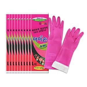 Mamison Quality Kitchen Rubber Gloves (2 Pairs, M) Non-Slip Reusable Latex Cleaning Gloves/ Made in Korea