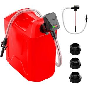 2026 Upgrade Automatic Battery Powered Fuel Transfer Pump, 3.2GPM Battery Operated Gas Can Pump with Auto-Stop Sensor, 47 IN Long Hose & 3 Adapters for Gasoline, Oil, Diesel (Not Include Gas Can)