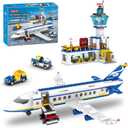 880 Pcs City Airport Passenger Terminal Building Set, 6 IN 1 Airplane Building Blocks Toy, STEM Aircraft Bricks with Shuttle Bus,Luggage Cart,Planes Model Toys Gifts for Adults Boys Ages 6-12+