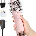 Automatic Dual Voltage Travel Hair Dryer Brush Compact Mini Hot Air Brush with European Plug One Step Blow Dryer and Styler for Women, Oval Barrel 3 Heat & 2 Speed Settings