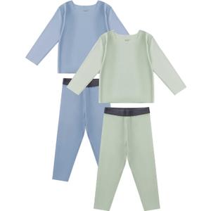 RRP Toddler Soft Lyocell Pajamas Infant Solid Snug Fit Long Sleeve Sleepwear Baby Boys Girls PJs 4-Piece Set 12M-5T (Pastel Mint/Azure)
