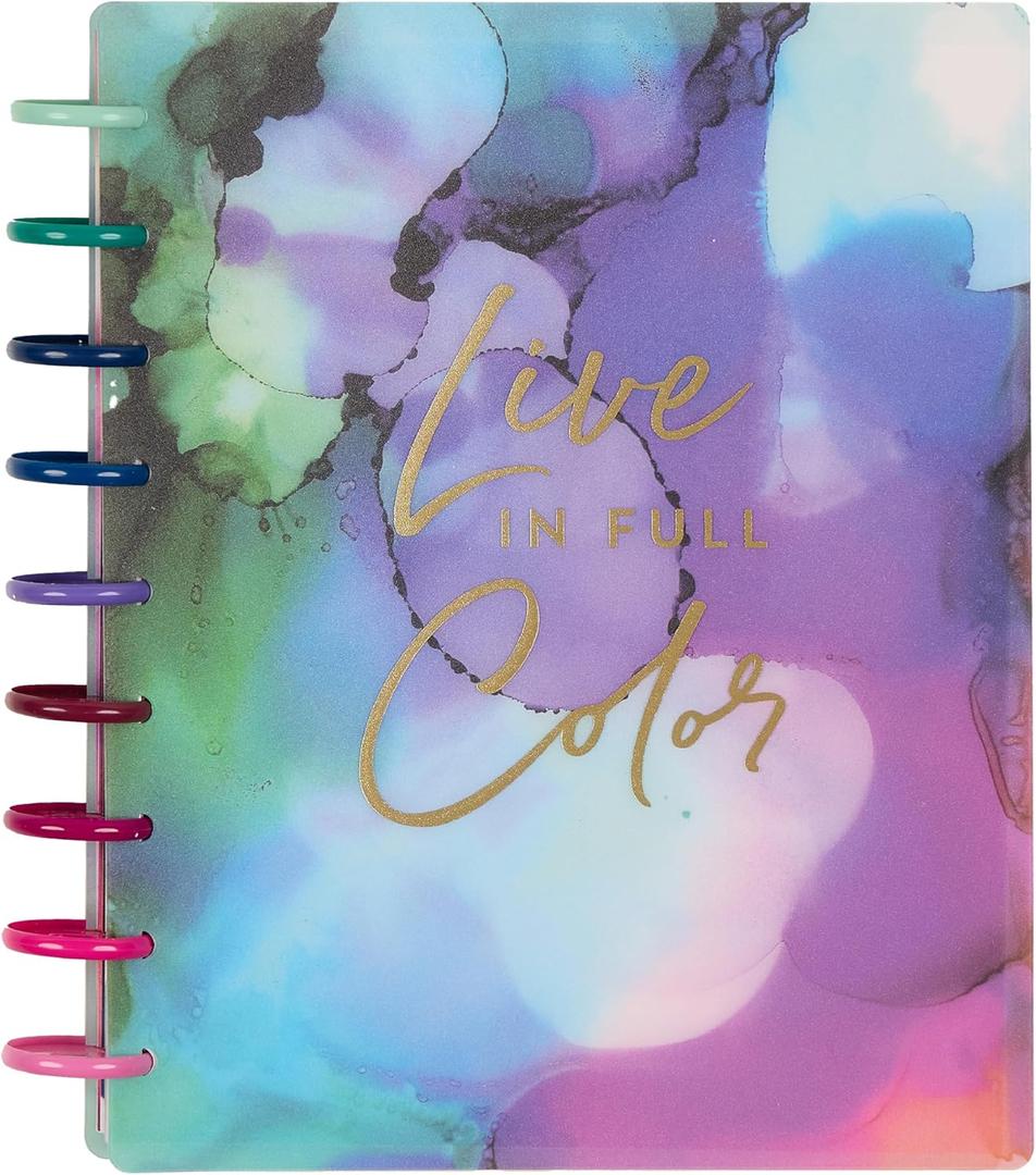 Happy Planner Disc-Bound Planner Jan.Dec. 2026, Includes 3 Extra Months and 2 Sticker Sheets, Classic Size, 7" x 9.25", Horizontal Layout, Live in Color