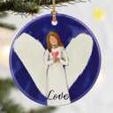 3 x Love Angel Christmas Ornament, Dodosky 2.8in Ceramic Angel Ornaments, Xmas Decor, Christmas Tree Ornaments, Xmas Decorations for Tree, Holiday Ornament, Christian Gifts, Religious Spiritual Gifts