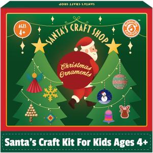Butterfly EduFields Santas Craft Christmas Activity Kit | Holiday Arts & Crafts Set for Kids Ages 4 5 6 7 8 | Make 20+Ornaments with Wood Painting, Bead Crafts & Gem Art | Christmas Decoration Kit