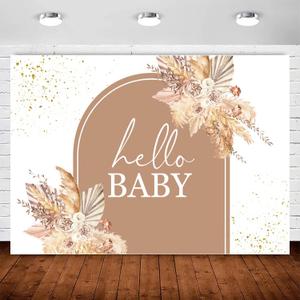 InMemory Boho Baby Shower Backdrop Decorations for Girl Pampas Floral Arch Hello Oh Baby Backdrops Banner Sign Photography Background for Girls Bohemian Baby Shower Party Decor Photo Booth Prop 10x7ft