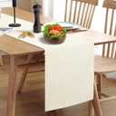 Wipeable Table Runner, Thick Farmhouse Dresser Runner, Rustic for Kitchen, Bedroom, Living Room, Indoor and Outdoor (72'', White) (72''(Fits Length 45''-57'' Table))