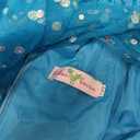 visofayo Girls Sequin Princess Dress Costume with Shiny Cape, Blue, Height 130