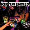 mishunyus 30th Birthday Party Cups 24 Pack- Glow for Funny RIP Twenties Theme Decorations, 16oz