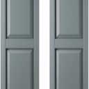 14.75 in. W x 59 in. H Builders Edge, Standard Two Equal Panels, Raised Panel Shutters, Includes Matching Installation Spikes (Per Pair), 419 - Storm Cloud