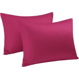 uxcell Pillowcases Weave from 100% Egyptian Cotton, Breathable Soft Pillow Cases with Zipper Closure, 2 Pcs Fuchsia Pillow Covers Standard Size - 20"x26"