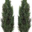 Two Pre-Potted 3' Artificial Cedar Topiary Outdoor Indoor Tree (Green*2)