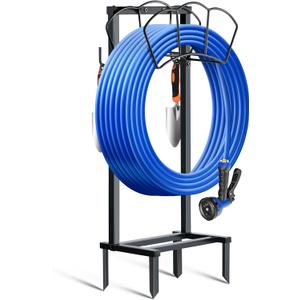 Garden Hose Holder, Heavy Duty Water Hose Holders, Sturdy Metal Hose Stand, Hose Organizer, Water Hose Hanger Rack, Hose Reel Storage Stake hold 150Ft Water Hoses, for Patio, Lawn, Garden