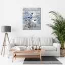 MYUSRE Blue and White Flower Wall Art for Bathroom, Farmhouse Daisy with Butterfly on Retro Wooden Canvas Wall Art Country Wildflower Pictures for Bedroom Home Wall Decor, 20L X 16W inches