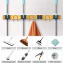 Mop Broom Holder Wall Mount, 2 Packs Gold Stainless Steel Tool Storage Organizer for Kitchen Garden Garage Laundry Room Bathroom and RV with 4 Slots 6 Hooks