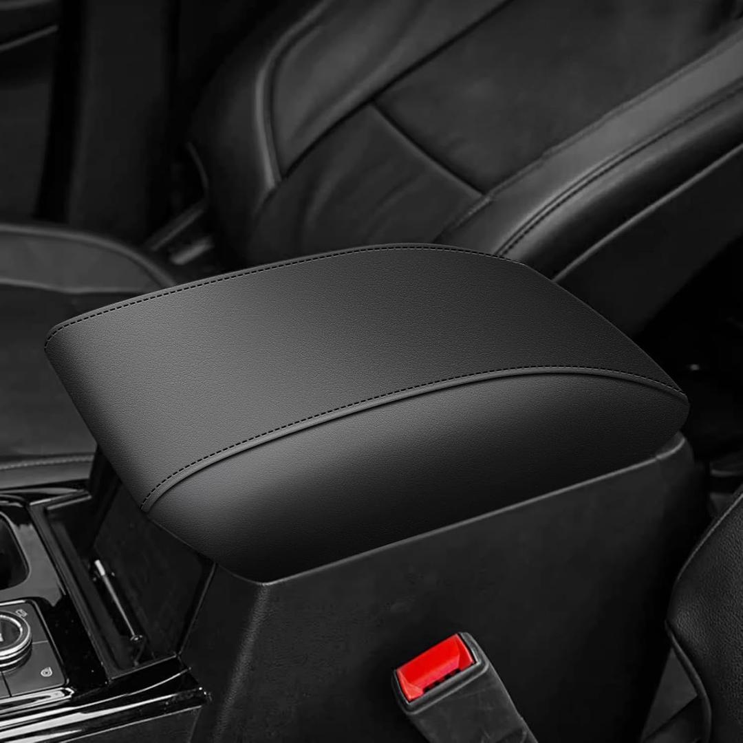 AOMSAZTO Console Covers for 2020-2022 Ford Explorer Leather Black with Black Stiches