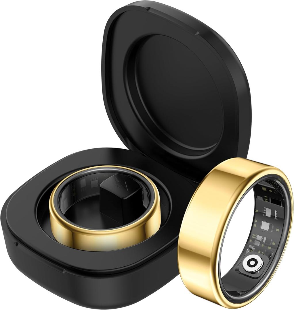 Smart Ring Heart Rate Monitor Sleep Tracker Fitness Ring Blood Pressure Fitness Tracker Pedometer Calories Step Counter Health Smart Rings for Men Women with Charging Case (#12)