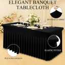 Moosfor Spandex Fitted 6FT Rectangle Tablecloth 2 Pack, Elastic Stretch Wrinkle Resistant Table Skirt, Washable Reusable Table Cover for Wedding, Banquet, Party, Events (Black, 72Lx30Wx30H Inch)