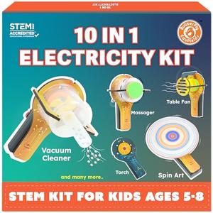 Butterfly EduFields STEM Kit 10-in-1 Science Experiments & Projects for Kids Ages 5-12 | Engineering Building Toy, Electronic Motor Robot Craft for Boys & Girls, Outdoor Summer Gift