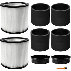 90304 Replacement Filter 90585 Foam Sleeve Kit Fit for shopvac Cartridge Filter 90304 90333 90350 90585, Replacement for Most Wet and Dry Vacuum Cleaners 5 Gallon and Above (2+2+4+1)