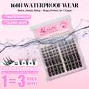 Lash Clusters Kit, DIY Cluster Eyelash Extensions 516mm,132pcs Fluffy D Curl Natural Lashes with Bond and Seal,Remover, TweezersNatural Fake Cat Eye Individual Manga Clusters 1-2-L