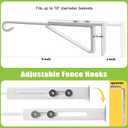 Adjustable Vinyl Fence Hooks Fit Fence Widths 0.8-3 Inch, Heavy Duty Vinyl Fence Plant Hangers for Hanging Plants Bird Feeders,Lights,Basket Over the Fence Hangers for Hanging Plant Outdoor- 2Pack