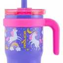 REDUCE 14 Oz Coldee Kids Tumbler with Lid and Straw - Coldee Insulated Travel Mug - Spill-Proof, Sweatproof Stainless Steel, BPA-Free - Includes Handle, Reusable Silicone Straw - Unicorn Magic