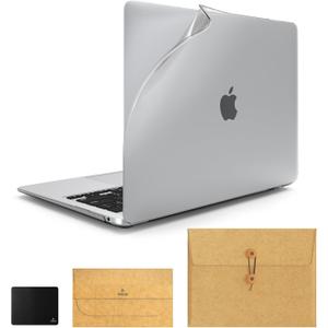 PHOCAR Crystal Clear MacBook Air 13 M1 Case Compatible with MacBook Air 13.3 Inch (A2337, A2179, A1932), Included with Kraft Paper MacBook Air 13 Sleeve, Accessory Pouch, Mouse Pad