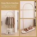 Modern Gold Coat Racks with Marble Base, Gold Clothing Racks with Shelves, Heavy Duty Clothes Rack Stand for Entryway, Bedroom, Living Room, Boutiques
