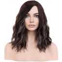 BERON 14" Women Brown Blonde Wigs Girls Short Curly Bob Wavy Wig Brown Highlights Body Wave Halloween Cosplay Daily Party Wigs