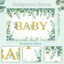 125PCS Sage Green Baby Shower Decorations - Retro Green and Gold Balloons Different Sizes, Green Baby Backdrop and Sage Green Baby Boxes for Gender Reveal, Birthday, Woodland Jungle Party