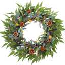 24 Inches Large Fall Wreath for Front Door, Artificial Eucalyptus Wreath