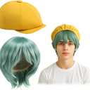 Halloween Role Play K-pop Theme Cosplay Costume Accessories Green Wig and Yellow Hat for Adult Costume Outfit Prop