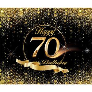 70th Birthday Backdrop Banner 8x6ft Men Black Gold 70th Birthday Decoration Background Men Women Bday Party Celebration Photos Cheers to 70 Years Old Party Backdrop